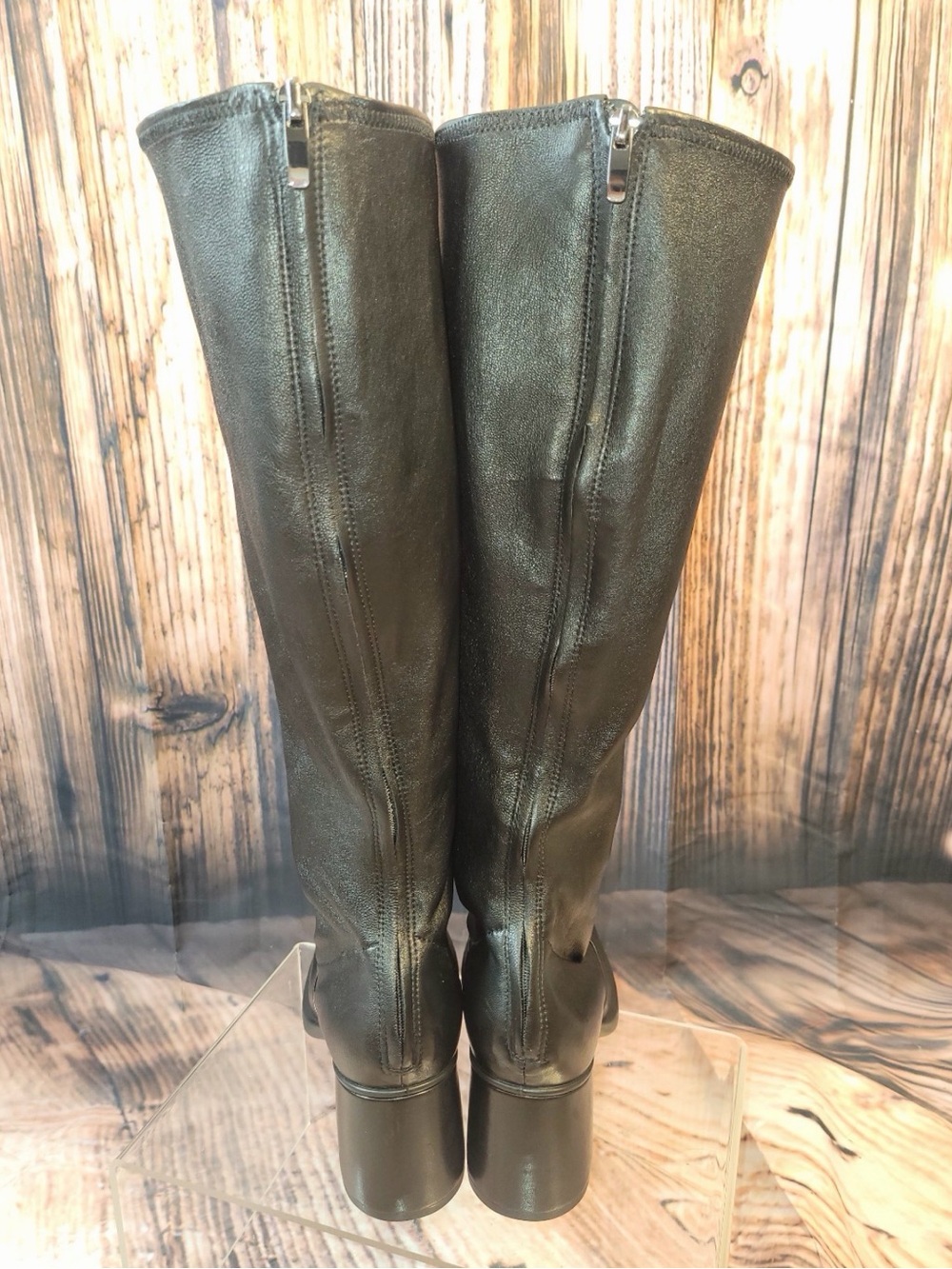 ECCO Black stretchy knee high boots, NWT - Picture 3 of 7